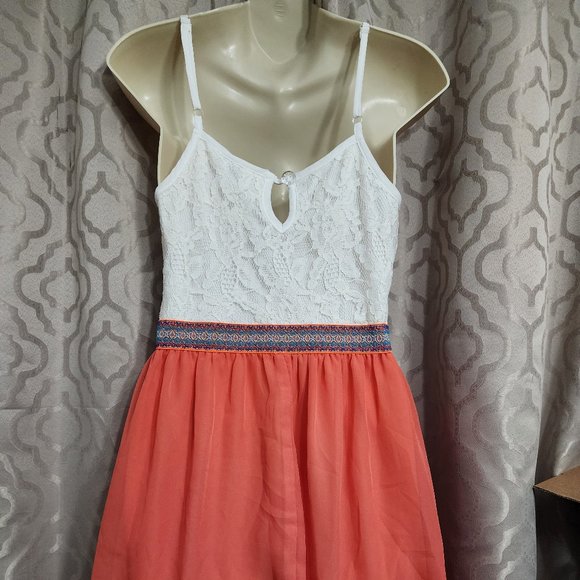 Speechless Orange and white lace Embroidered Spaghetti Strap Tank Midi Dress - Picture 8 of 9